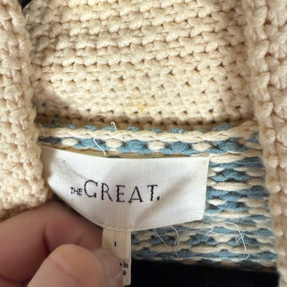 THE GREAT. The Minicheck Lodge Cardigan in Morning Sky - Picture 13 of 13